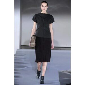 Jil Sander Black Thick Cotton Blend Winter 2013 Midi Skirt